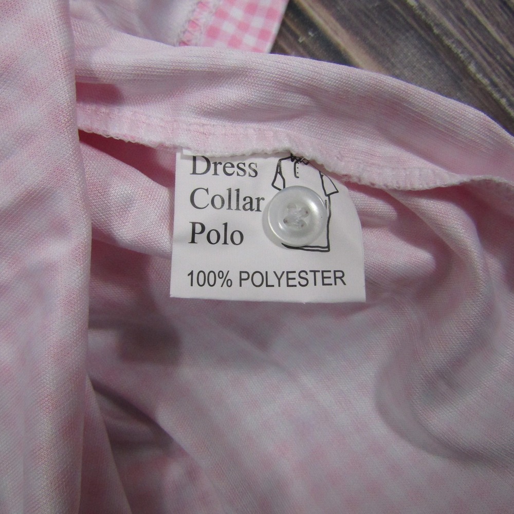 Collars & Co Polo Shirt Mens XL Pink Gingham Dress Collar Stretch Short Sleeve - Picture 4 of 7